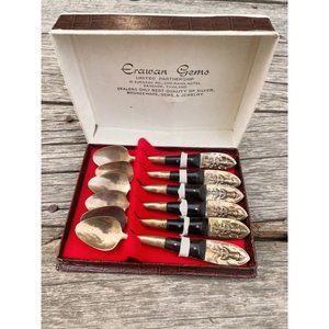 Vintage Set Siam Demitasse Spoons Brass/ Horn /Goddess